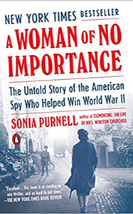 Book cover featuring a black and white image of a woman walking down the streets from behind. She is wearing a hat and a long trench coat. The title of the book is written in bold red letters across the top half of the book.