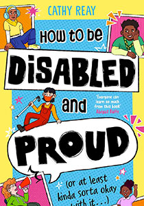 Book cover with a bright yellow and blue background. It features illustrations of children of different races and nationalities doing different things such as talking, listening to music and waving. The title of the book runs down the center in big black letters, with the illustrations scattered around it.