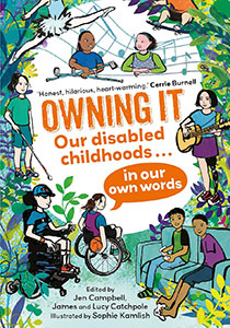 Book cover featuring green and yellow plants and leaves around all sides. Amongst the plants are kids of all ages with different abilities doing different activities, such as ballet, music, talking and wheelchair basketball. At the center the plants disappear and it is white with bright orange letters spelling out the title of the book.