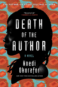 Book cover with a patterned background in orange and light blue. There is a dark profile of a young woman of color taking up the majority of the cover. The details of her face are barely visible. She has shoulder length dreadlocks and an expressionless look on her face.