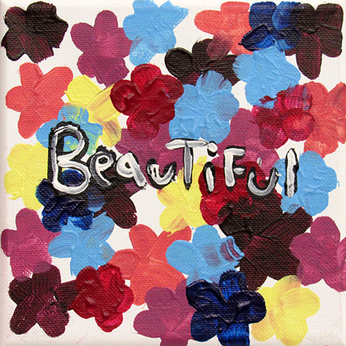 Barbra's painting entitled Beautiful. Click to enlarge image.