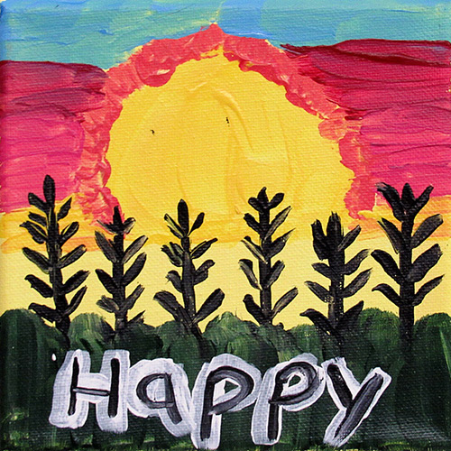 Barbra's painting entitled Happy. Click to enlarge image.
