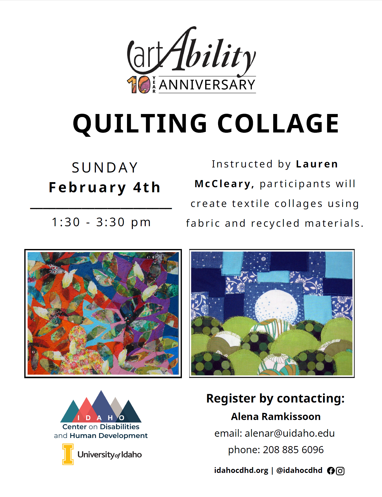 Quilting Collage workshop flyer, February 2024