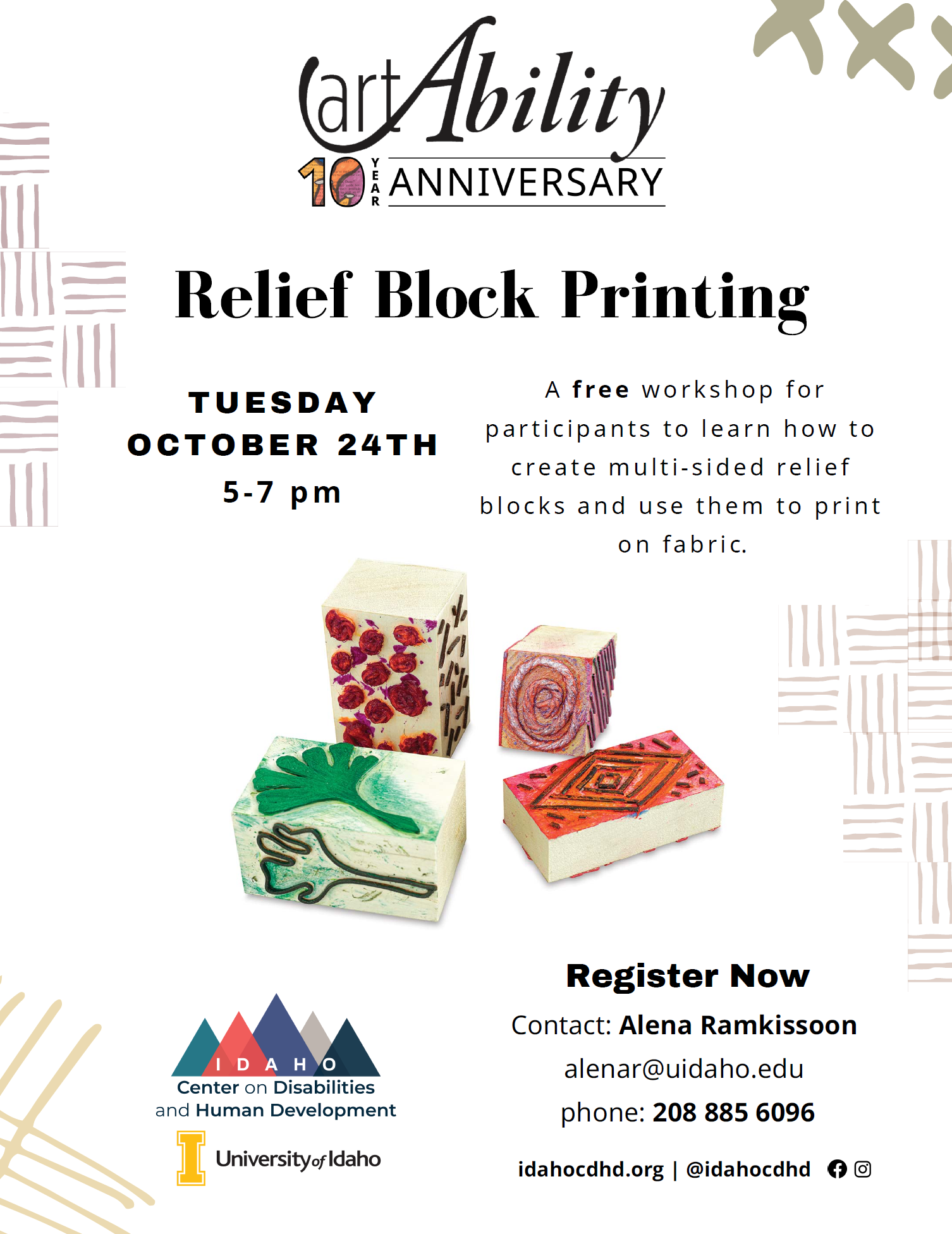 Relief Block Printing workshop flyer, October 2024