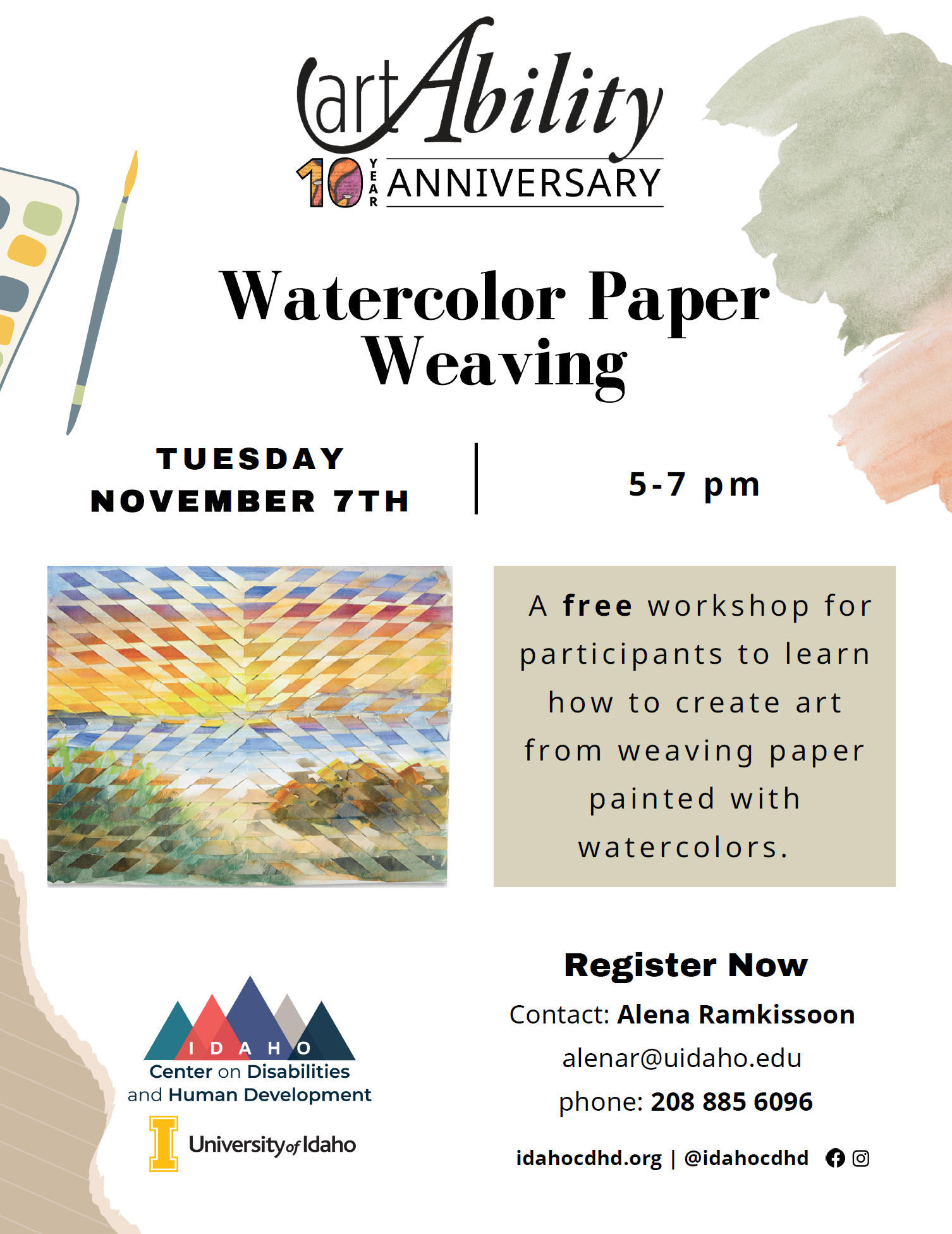 Watercolor Weaving workshop flyer, November 2024