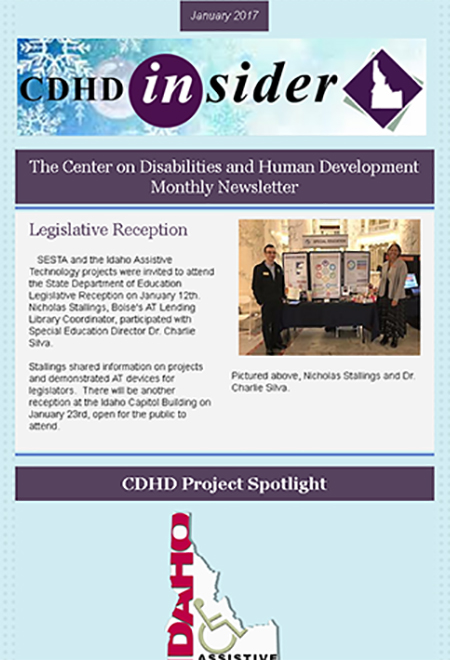 Cover page of January 2017 CDHD Insider Newsletter.