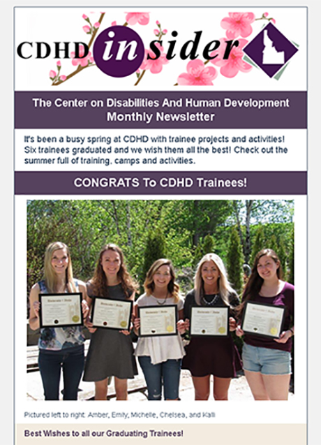 Cover page of May 2017 CDHD Insider Newsletter.